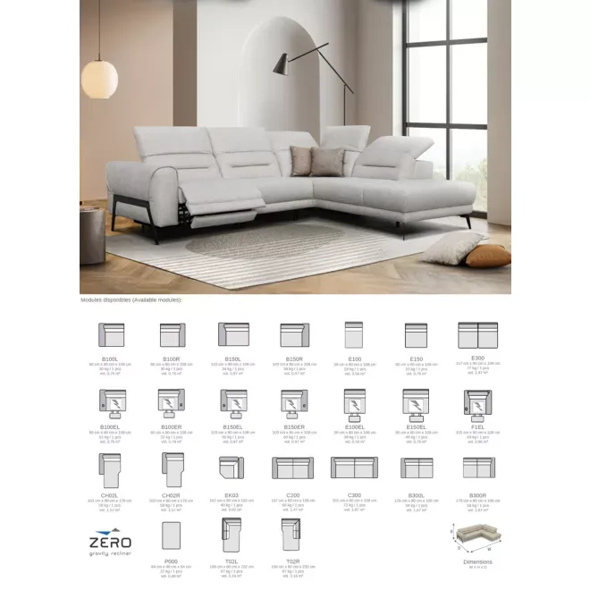 Belti sarok ülőgarnitúra 291 cm X 232 cm - jobbos