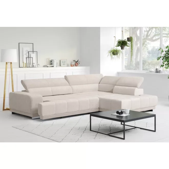Polar L-alakú sarokkanapé - jobbos - zárt - 313 cm X 226 cm - elektromosan mélyíthető ülőfelülettel