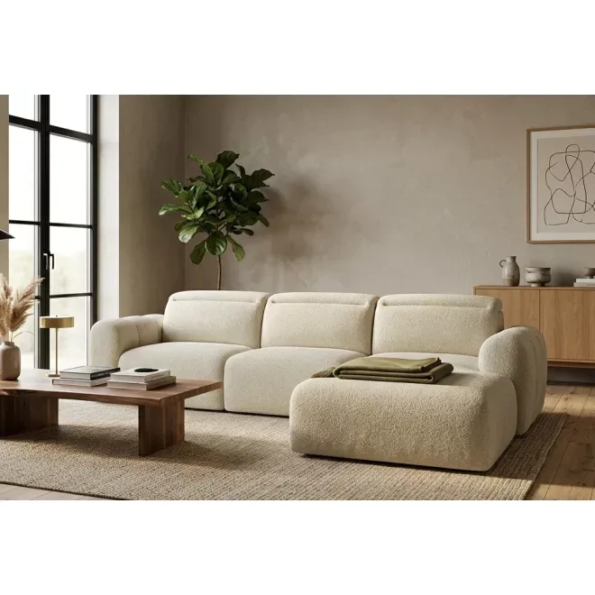 Coriso L-alakú sarokkanapé - jobbos - nyitott - 278 cm X 207 cm - elektromosan mélyíthető ülőfelülettel