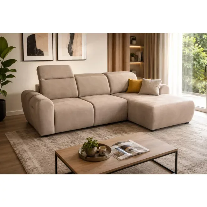 Coriso sarokkanapé - jobbos - nyitott - 278 cm X 207 cm - elektromosan mélyíthető ülőfelülettel - Letto11 kiállítási