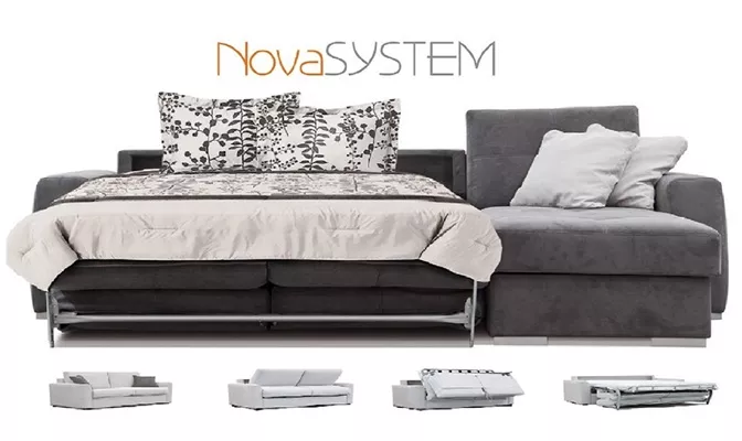 Nova System matracos kanapé ülő- és nyitott állapotban